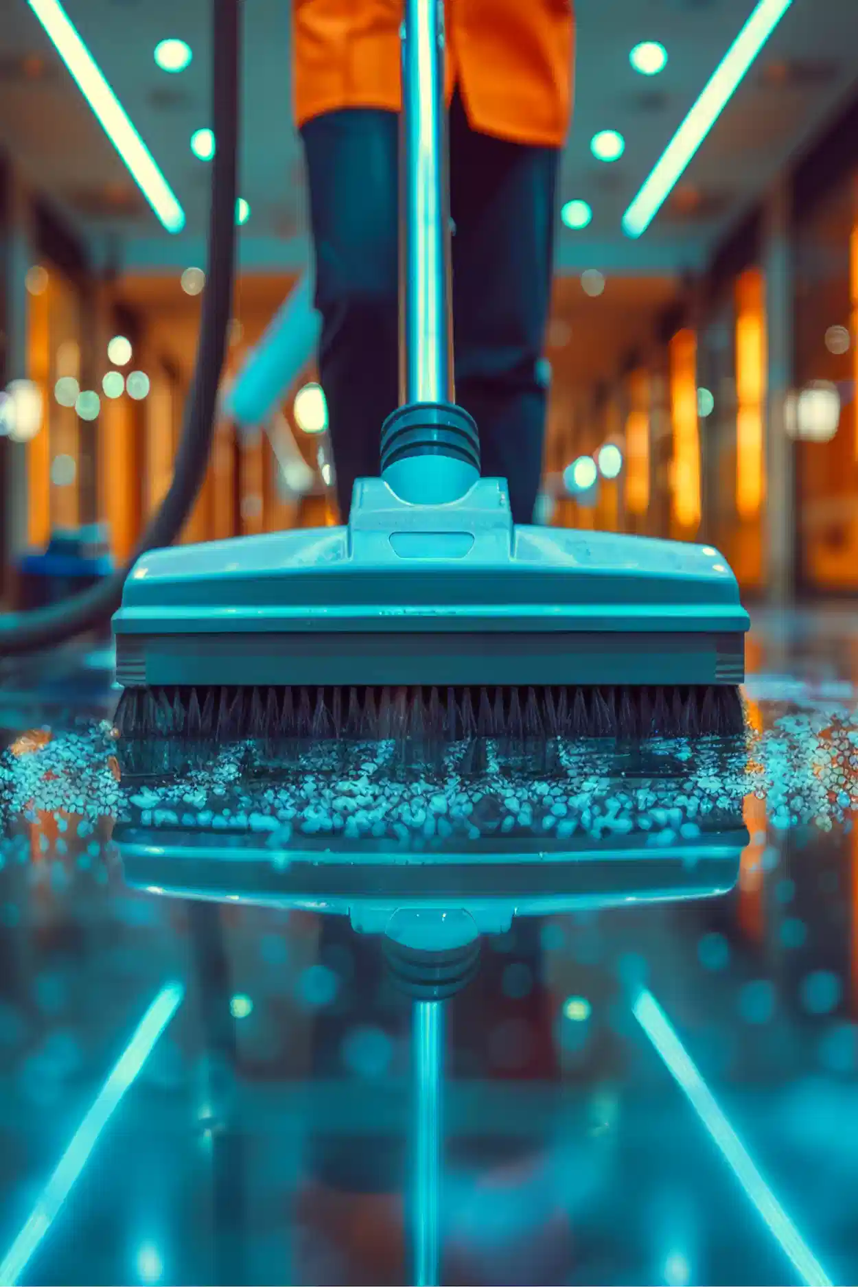 Beo Clean cleaning floor with Machine